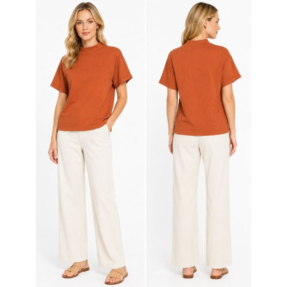 Labo.Art Maglia Sasso Mock Neck Top Women Cacao Cotton Tee Made Italy Size 1 S